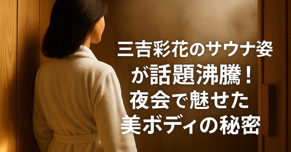 サウナ室でガウン姿の女性が横向きに立っている様子。温かな木の壁と立ち込める蒸気が雰囲気を演出している。